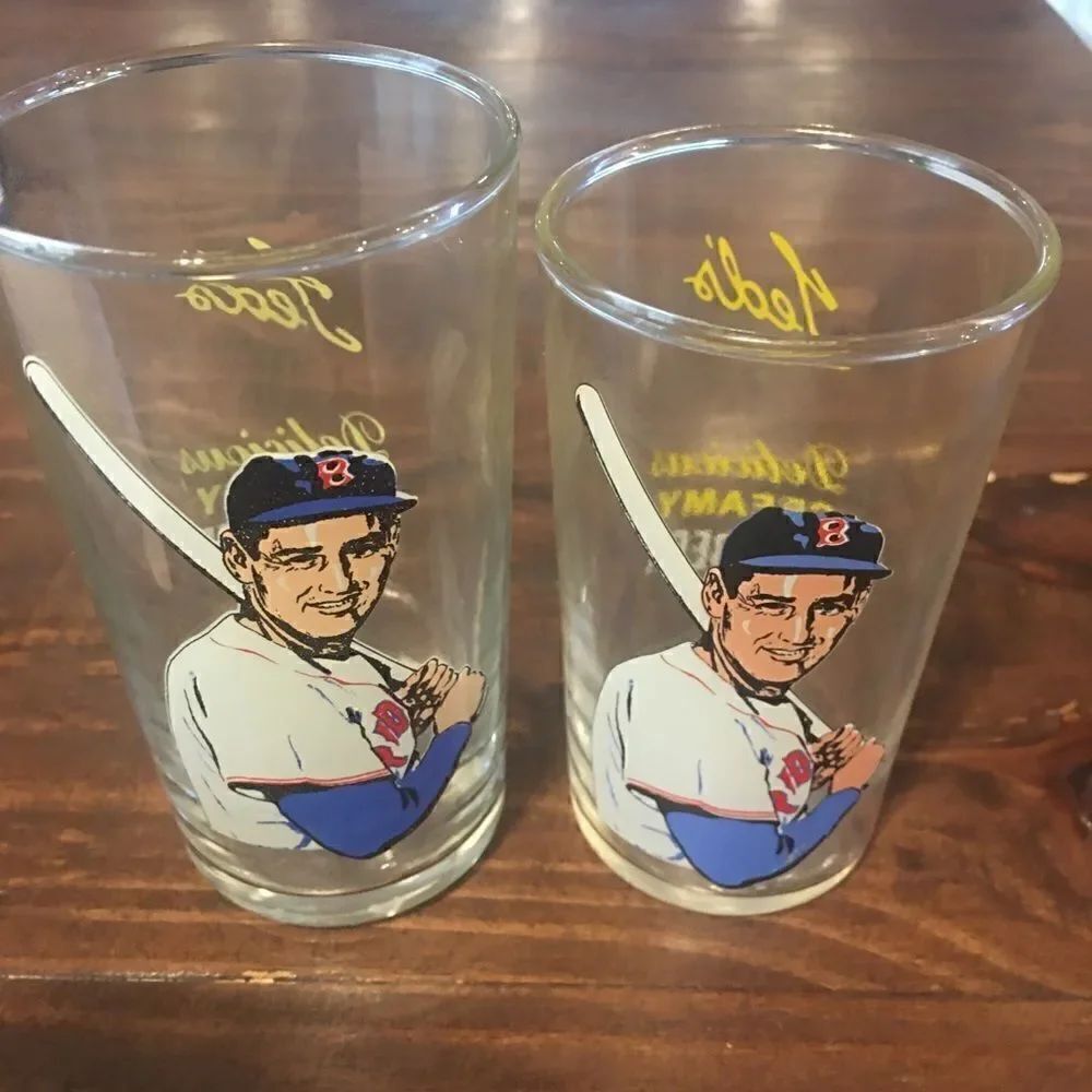 Ted Williams vintage small drinking glasses baseball sports collectibles